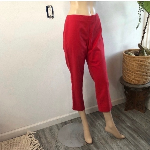 ST.John red ankle crop pants red side zipper size:4 - Picture 14 of 16